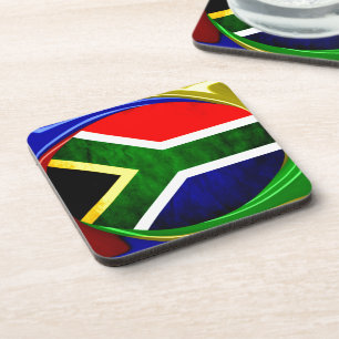 Südafrika-Flagge: Dynamisches Wirbel-Motiv Untersetzer