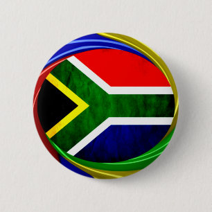 Südafrika-Flagge: Dynamisches Wirbelmotiv Button