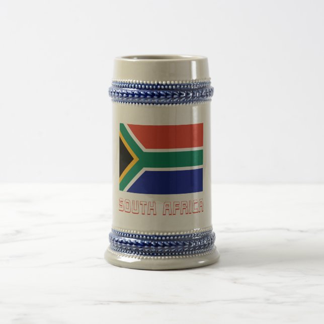 Südafrika-Flagge mit Namen Bierglas (Mittel)