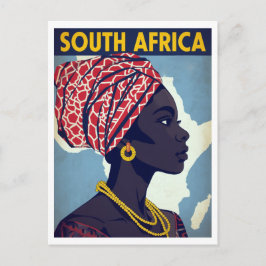 Südafrika-Frauenporträt Retro-Kunst Postkarte