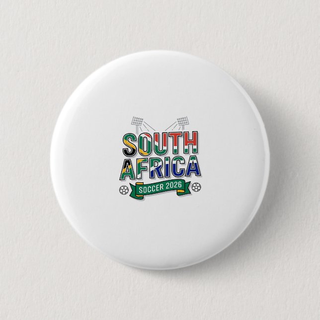 Südafrika Fußball 2026 Fußball Fett Land Typografi Button (Vorderseite)
