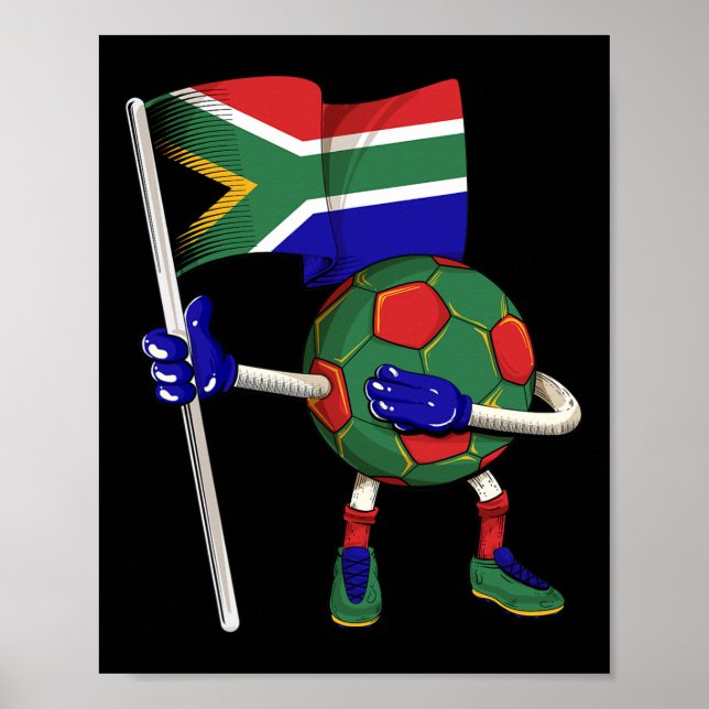 Südafrika-Fußballtrikot Afrika-Flagge Fußbyll Da Poster (Vorne)