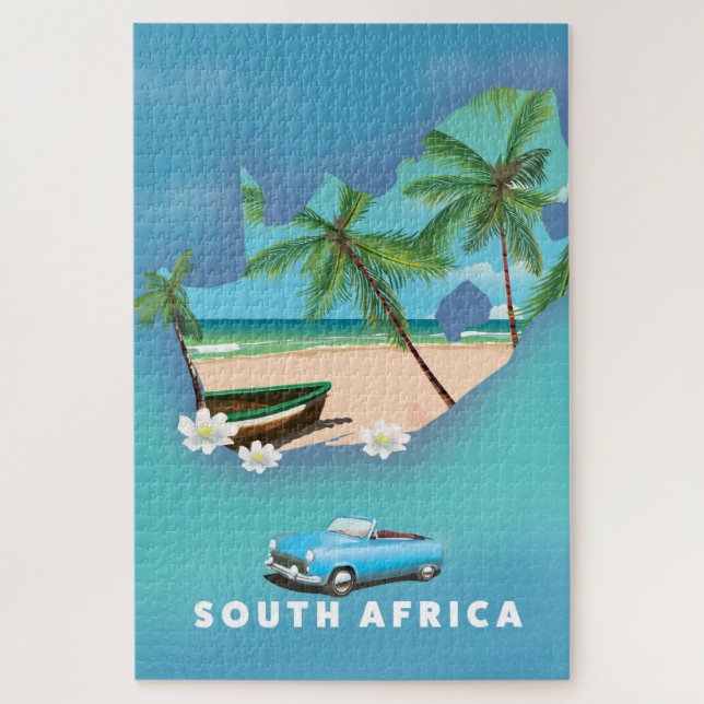 Südafrika Karte Illustration Reiseplakat. (Vertikal)