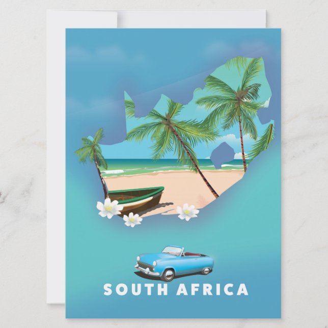 Südafrika Karte Illustration Reiseplakat. (Vorderseite)