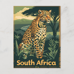 Südafrika Leopard Vintage Postkarte