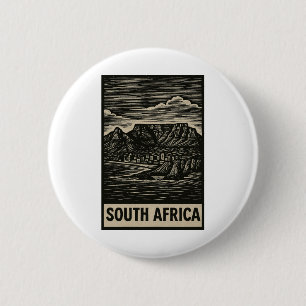 Südafrika Linolschnitt-Stil Button