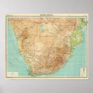 Südafrika mit Schifffahrtslinien Poster