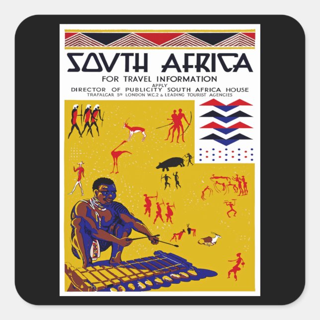 Südafrika Quadratischer Aufkleber (Vorderseite)