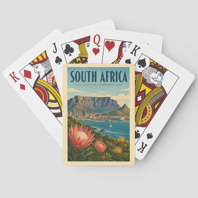 Südafrika Tafelberg Illustration Reise Spielkarten (Rückseite)