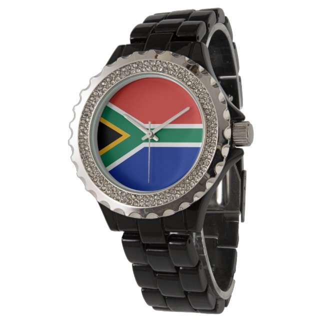 Südafrikanische Flagge Armbanduhr (Schrägansicht)