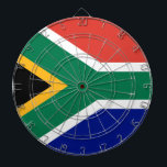 Südafrikanische Flagge Dartscheibe<br><div class="desc">Dieses Design zeigt die Nationalflagge Südafrikas (offiziell die Republik Südafrika), das südlichste Land Afrikas. Etwa 80 % der Südafrikaner sind aus schwarzafrikanischer Herkunft, während die übrige Bevölkerung aus großen Gemeinschaften europäischer, asiatischer und multirassischer Herkunft besteht. Südafrika hat drei Hauptstädte Städte: Führungskraft Pretoria, Justiz Bloemfontein und Legislative Kapstadt. Die bevölkerungsreichste Stadt...</div>