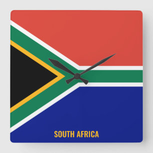 Südafrikanische Flagge Dazzzling Patriotic Quadratische Wanduhr