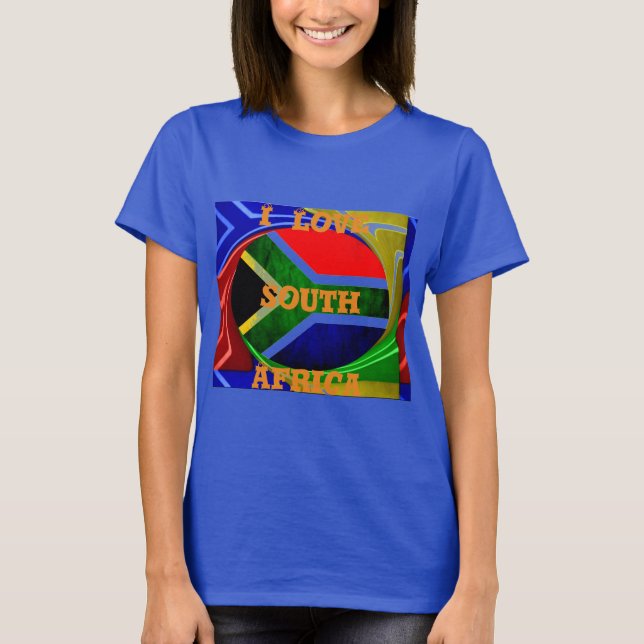 Südafrikanische Flagge: Dynamisches Swirl-Motiv T-Shirt (Vorderseite)