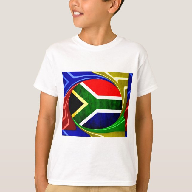 Südafrikanische Flagge: Dynamisches Swirl-Motiv T-Shirt (Vorderseite)