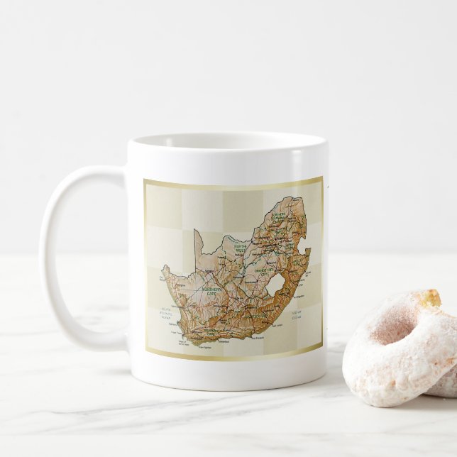 Südafrikanische Flagge + Karte Tasse (Mit Donut)