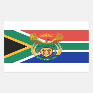 Südafrikanische Flagge und Wappen, Südafrika Rechteckiger Aufkleber