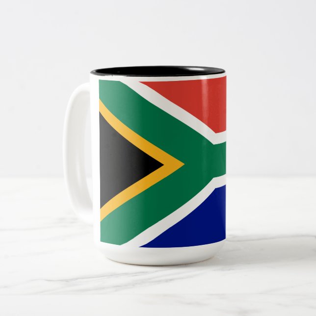 Südafrikanische Flagge Zweifarbige Tasse (Vorderseite Links)