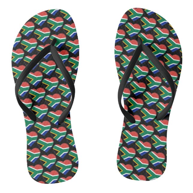 Südafrikanische Flaggenfarben Herz-Muster-Patrioti Flip Flops (Fußbett)