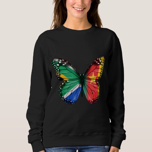 Südafrikanische Kameroer Fahne Butterfly Sweatshirt (Vorderseite)