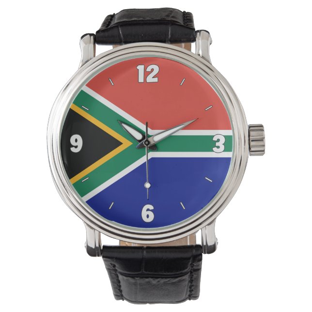 Südafrikanische Nationalflagge Elegant Patriotic Armbanduhr (Vorderseite)