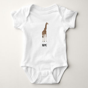 Südafrikanische Safari-Wildlife-illustrierte Giraf Baby Strampler