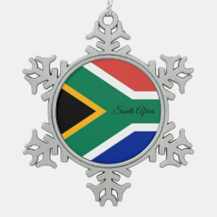 Südafrikanische Schneeflocke, südafrikanische Flag Schneeflocken Zinn-Ornament