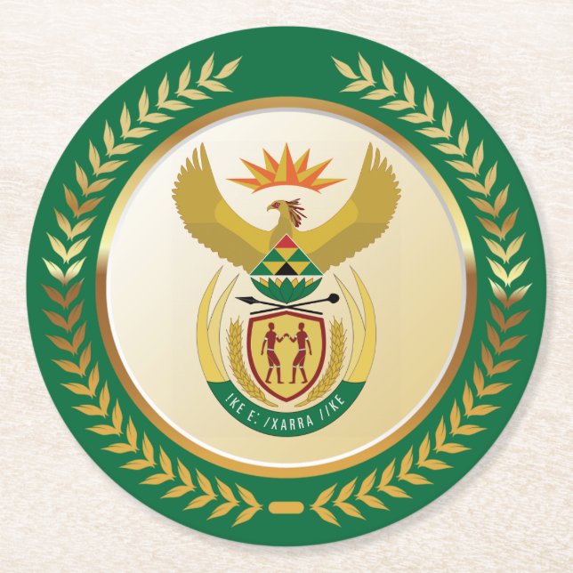 Südafrikanische Wappen Runder Pappuntersetzer (Vorderseite)