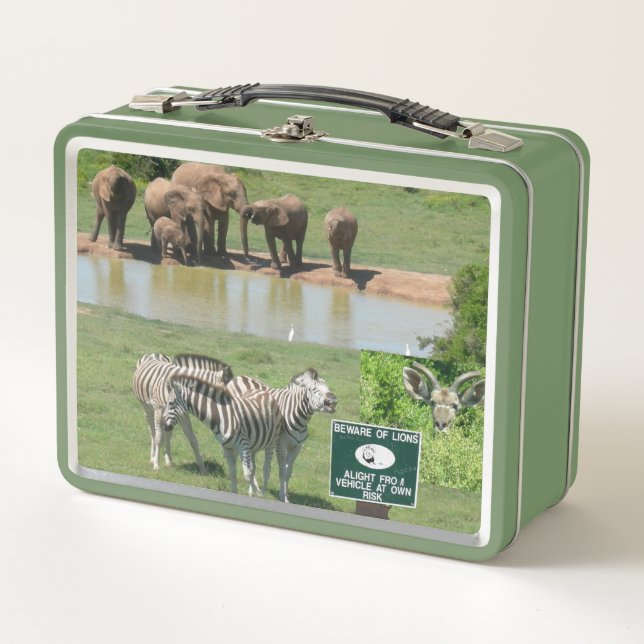 Südafrikanische Zebras und Löwen-Lunchbox Metall Brotdose (Vorderseite)
