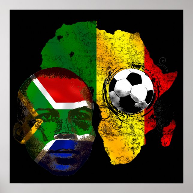 Südafrikanischer Fußball liebt Südafrikanische Fla Poster (Vorne)