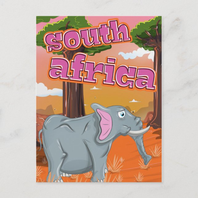 Südafrikanisches Cartoon-Reiseplakat Postkarte (Vorderseite)