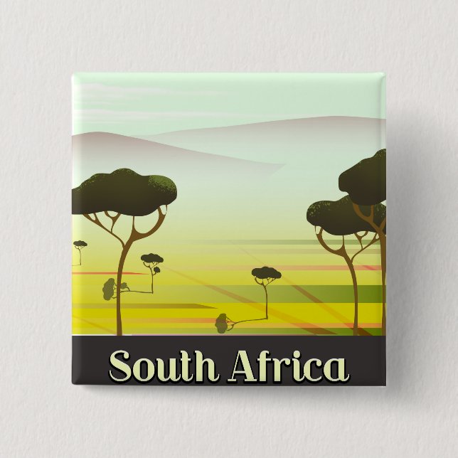 Südafrikanisches Landschaft-Abend-Reiseposter Button (Vorderseite)