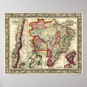 SüdAmericaPanoramic MapSouth Amerika Poster