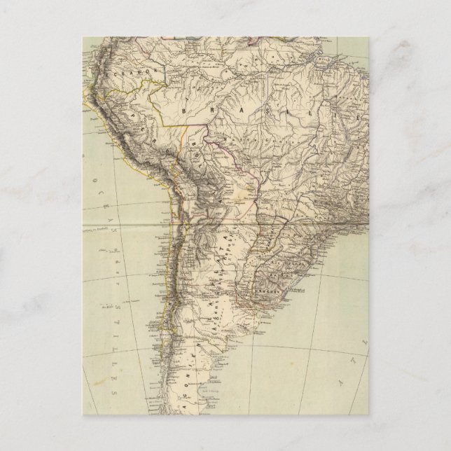 Südamerika-Atlas-Karte Postkarte (Vorderseite)