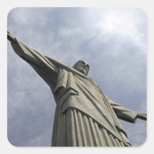 Südamerika, Brasilien, Rio de Janeiro Christ 3 Quadratischer Aufkleber