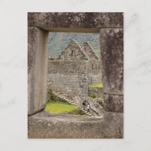 Südamerika, Peru, Machu Picchu. Zwei Touristen Postkarte