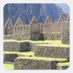 Südamerika - Peru. Steinmetzarbeiten in der verlor Quadratischer Aufkleber