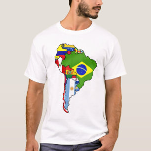 Südamerikanische Flaggen von Südamerika-Karte T-Shirt