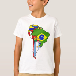 Südamerikanische Flaggen von Südamerika-Karte T-Shirt