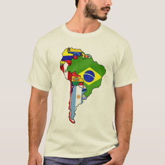 Südamerikanische Flaggen von Südamerika-Karte T-Shirt