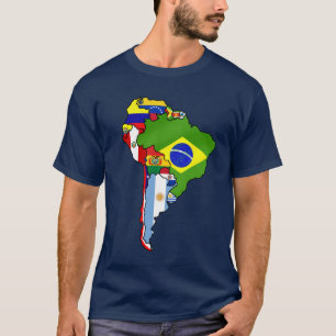 Südamerikanische Flaggen von Südamerika-Karte T-Shirt