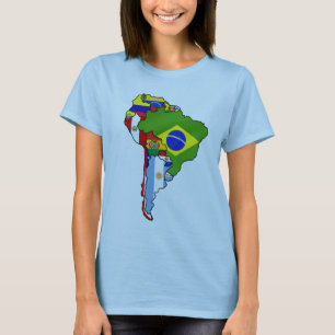 Südamerikanische Flaggen von Südamerika-Karte T-Shirt