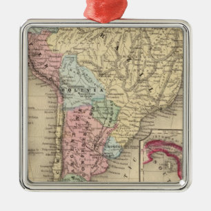 Südamerikanische Karte von Mitchell Silbernes Ornament