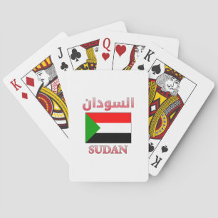 Sudan Flag السودان Arabic & English WordArt Spielkarten