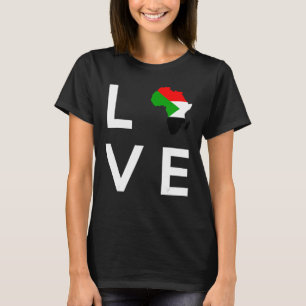 Sudan Flag Liebe Afrika Kontinentale Silhouette fü T-Shirt