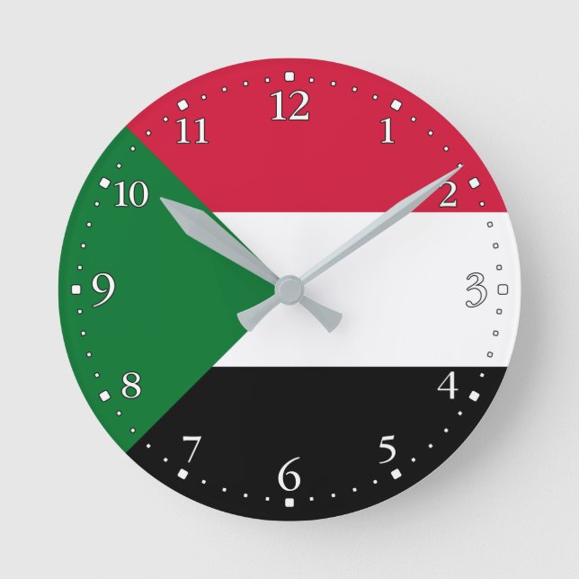 Sudan-Flagge Runde Wanduhr (Vorderseite)