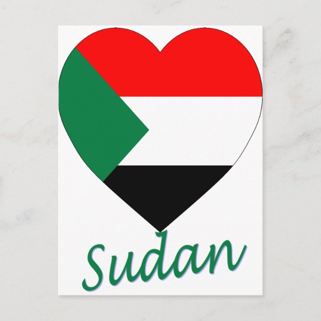 Sudan Flaggenherz Postkarte (Vorderseite)