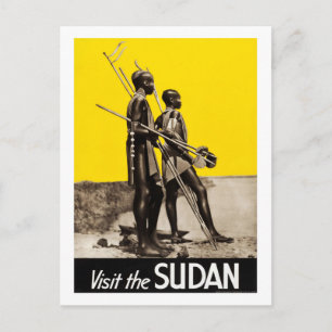Sudan, Kriegerkinder, Speere, Vintage, Reise Postkarte