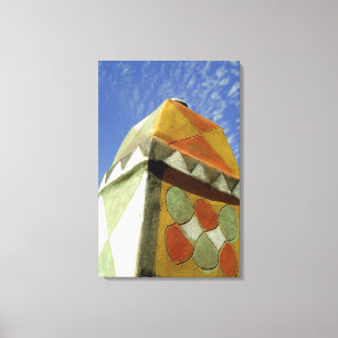 Sudan, Nord (Nubia), dekoriertes Dach Leinwanddruck