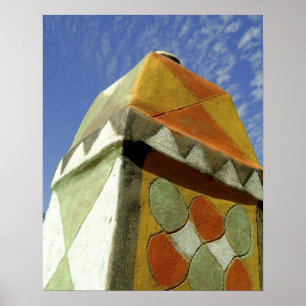 Sudan, Nord (Nubia), dekoriertes Dach Poster