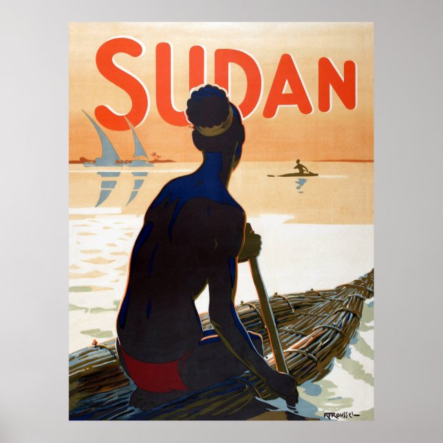 Sudan, traditioneller Fischfang, Vintage Poster (Vorne)